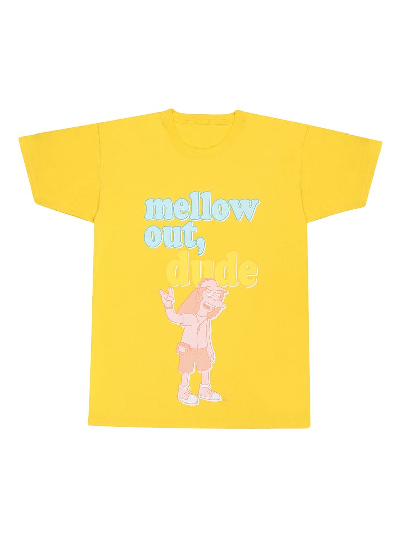 The Simpsons - T-shirt MELLOW OUT DUDE Jaune - Kiabi