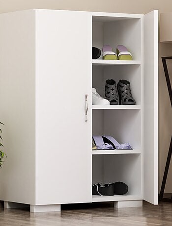 TIA Meuble à chaussures - 4 rangements - blanc