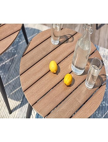 TIBOUTA Salon de jardin scandinave 5 places en résine effet rotin et noir