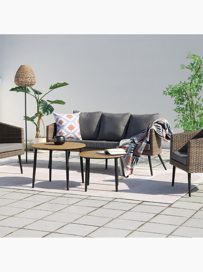 TIBOUTA Salon de jardin scandinave 5 places en résine effet rotin et noir Beige - Kiabi
