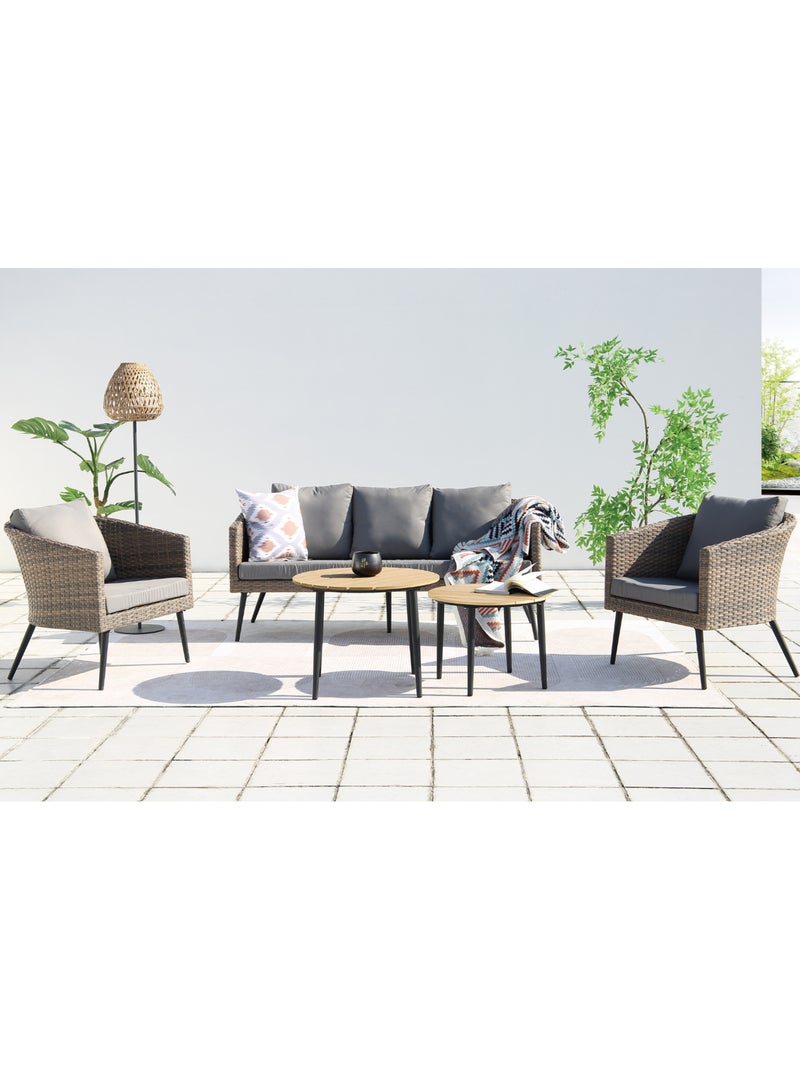 TIBOUTA Salon de jardin scandinave 5 places en résine effet rotin et noir Beige - Kiabi