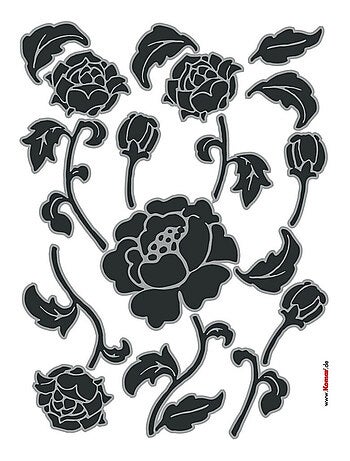 Tiffany, Sticker mural fleurs noires et grises - 50x70 cm