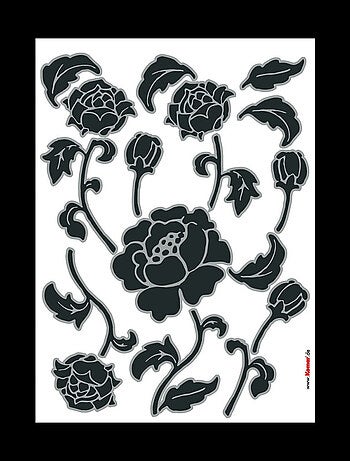 Tiffany, Sticker mural fleurs noires et grises - 50x70 cm