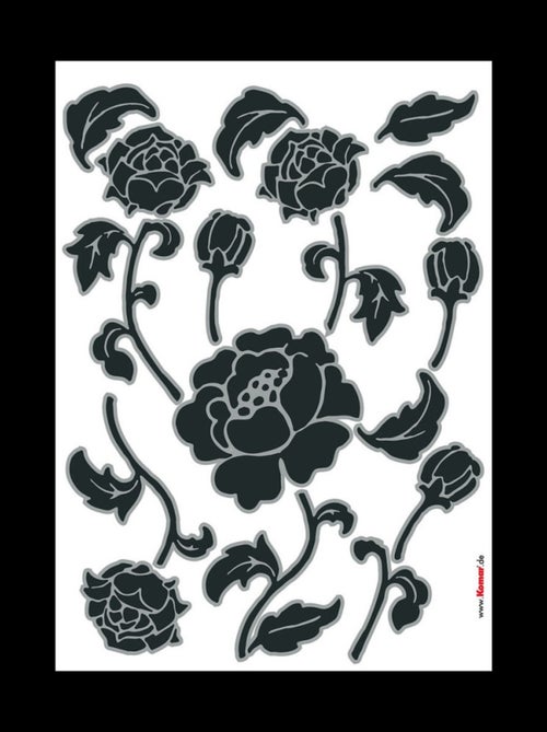 Tiffany, Sticker mural fleurs noires et grises - 50x70 cm - Kiabi