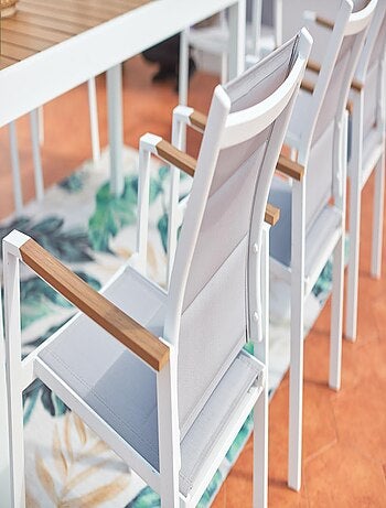 Tijuana salon aluminium blanc 8 places