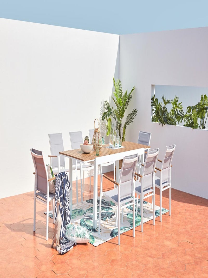 TIJUANA Salon de jardin 8 places aluminium blanc et bois Blanc - Kiabi
