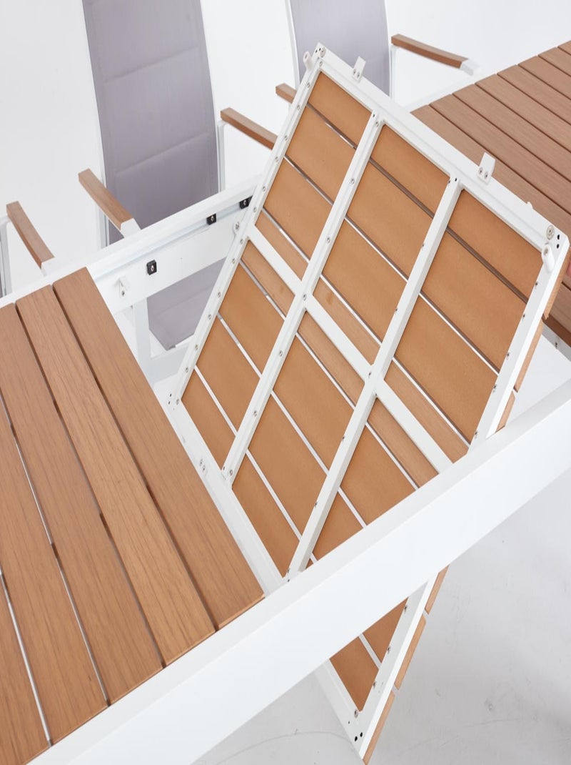 TIJUANA Salon de jardin 8 places aluminium blanc et bois Blanc - Kiabi