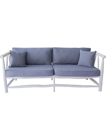 TIKA - Fauteuil 3 personnes en teck naturel avec coussin