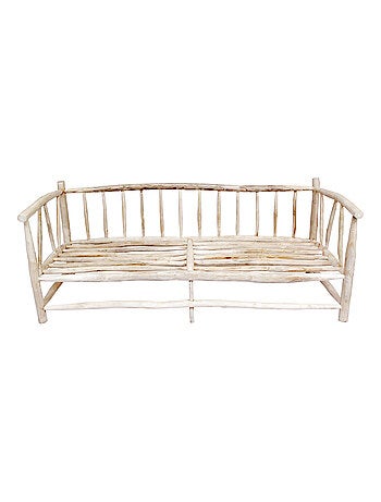 TIKA Fauteuil 3 personnes en teck naturel avec coussin