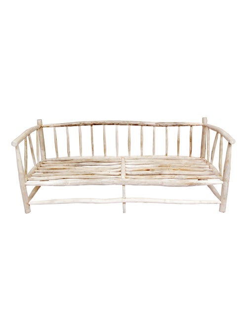 TIKA Fauteuil 3 personnes en teck naturel avec coussin - Kiabi