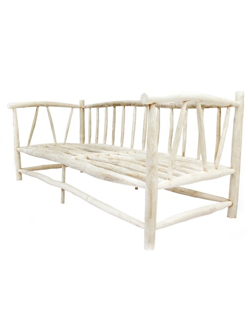 TIKA Fauteuil 3 personnes en teck naturel avec coussin - Kiabi