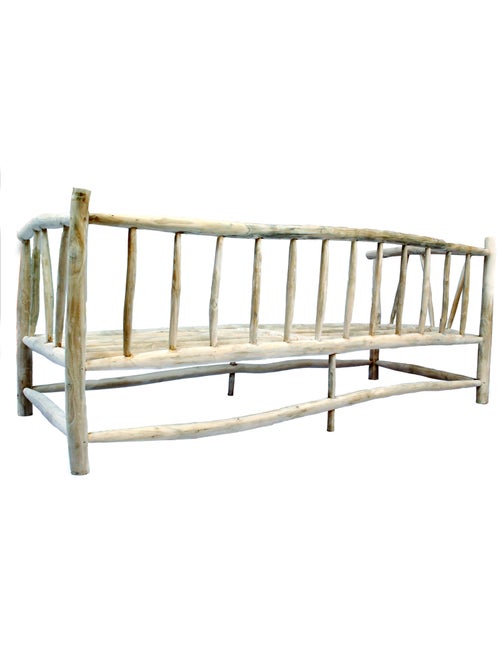 TIKA Fauteuil 3 personnes en teck naturel avec coussin - Kiabi