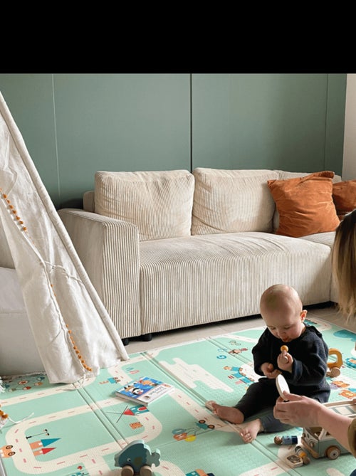 Tinéo - Grand tapis d'éveil réversible voitures / animaux - Kiabi