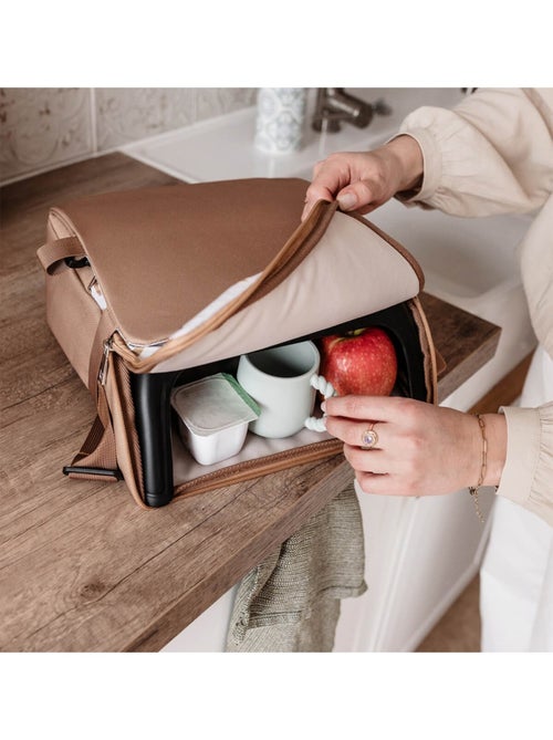 Tinéo - Rehausseur de chaise bébé nomade en tissu Oursons Camel - Kiabi