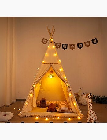 Tipi avec pompons pour enfant