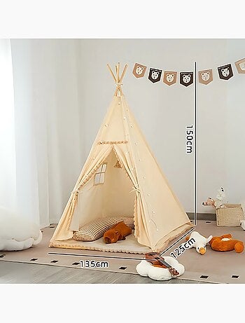 Tipi avec pompons pour enfant