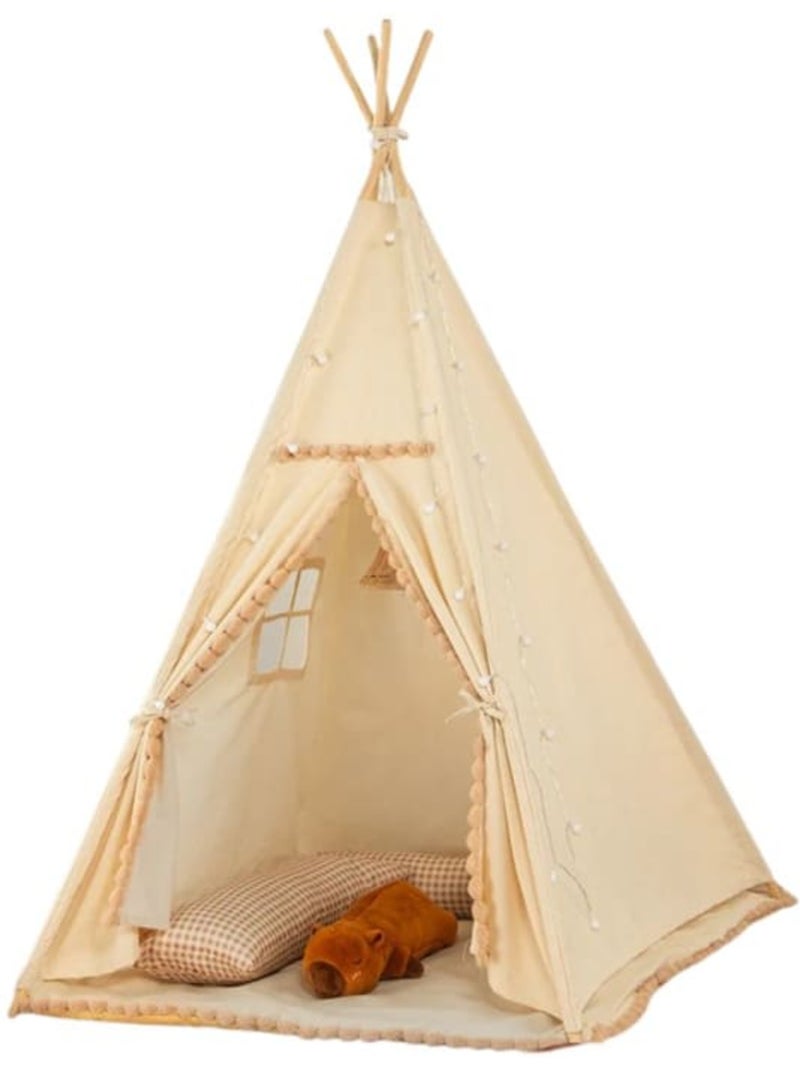 Tipi avec pompons pour enfant Beige - Kiabi