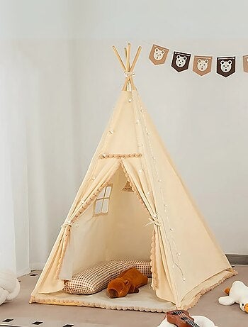 Tipi avec pompons pour enfant