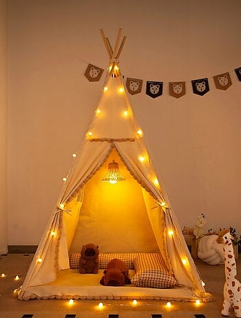 Tipi avec pompons pour enfant