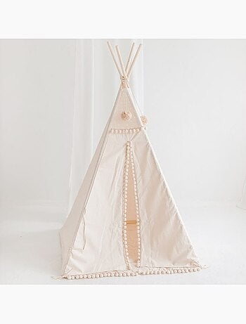 Tipi carré pour enfants avec pompons