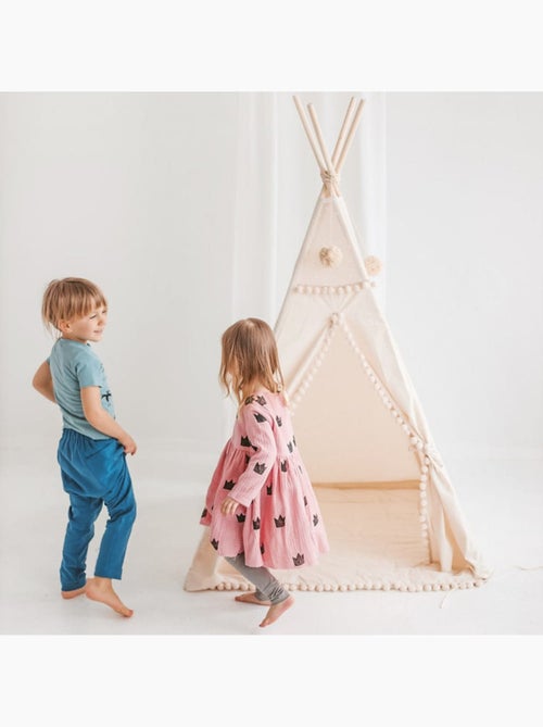 Tipi carré pour enfants avec pompons - Kiabi
