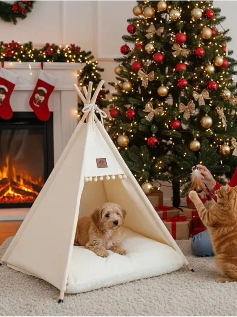 Tipi en coton pour animaux avec coussin Beige - Kiabi