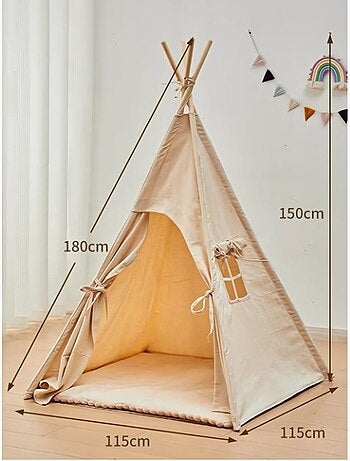 Tipi enfant avec tapis avec guirlandes