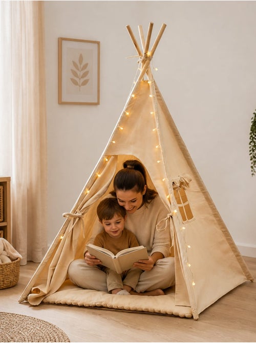 Tipi enfant avec tapis avec guirlandes - Kiabi
