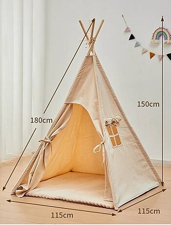 Tipi enfant avec tapis avec guirlandes
