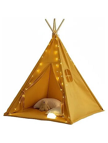 Tipi enfant avec tapis avec guirlandes