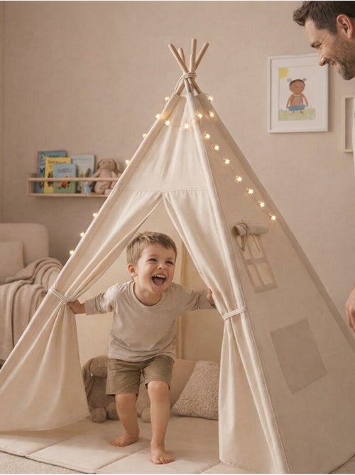 Tipi enfant avec tapis et guirlandes - Kiabi