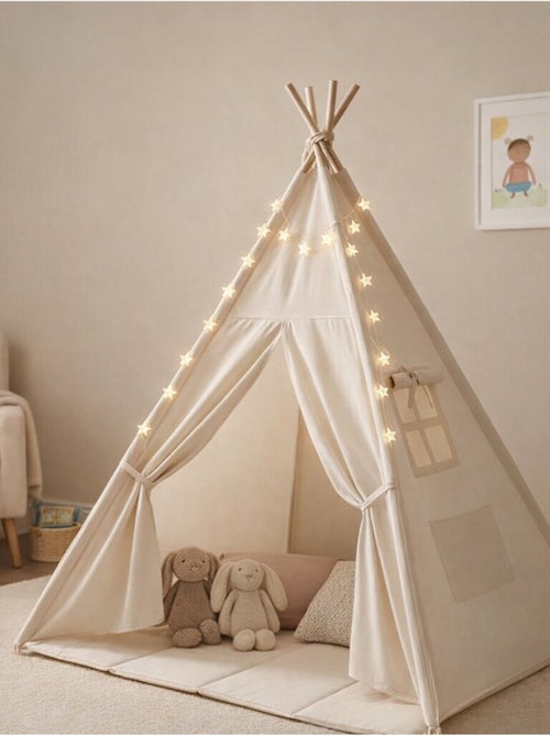 Tipi enfant avec tapis et guirlandes - Kiabi