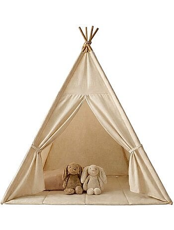 Tipi enfant avec tapis et guirlandes en coton et polyester