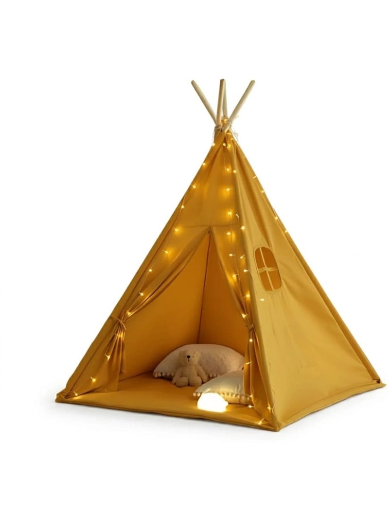Tipi enfant avec tapis et guirlandes en coton et polyester Beige - Kiabi