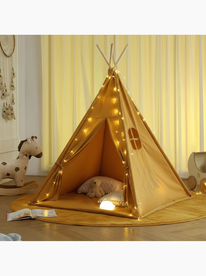 Tipi enfant avec tapis et guirlandes Jaune - Kiabi
