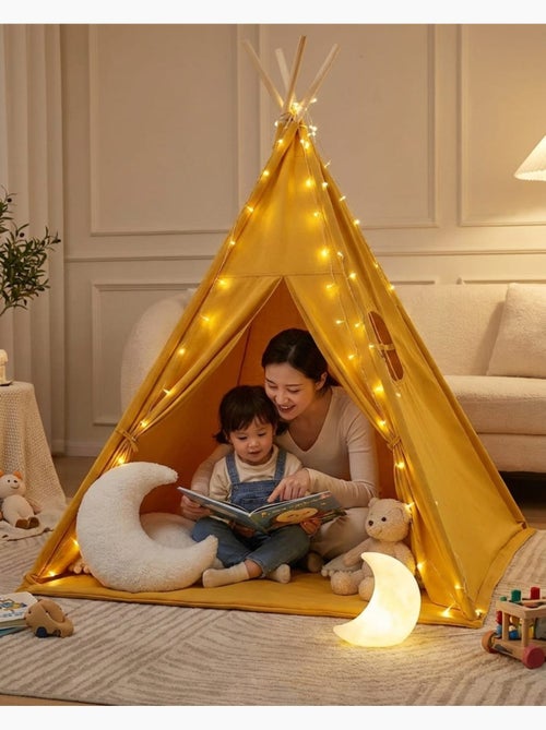Tipi enfant avec tapis et guirlandes - Kiabi