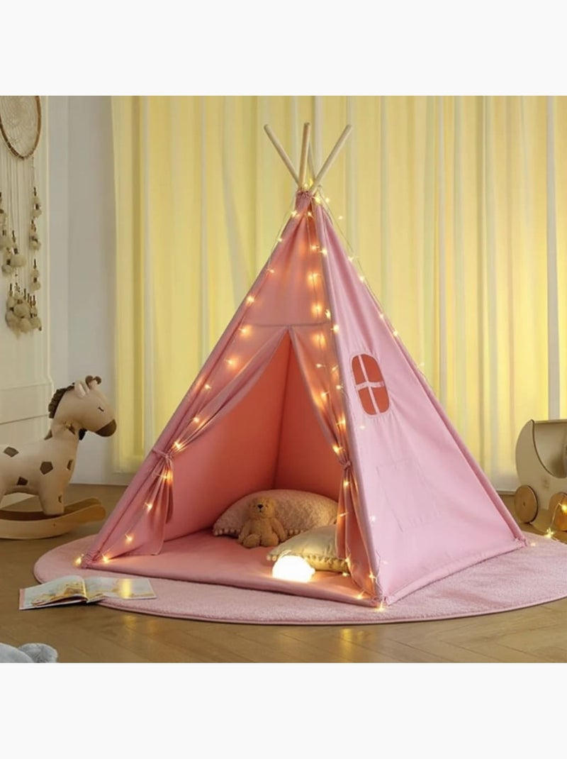 Tipi enfant avec tapis et guirlandes Rose - Kiabi