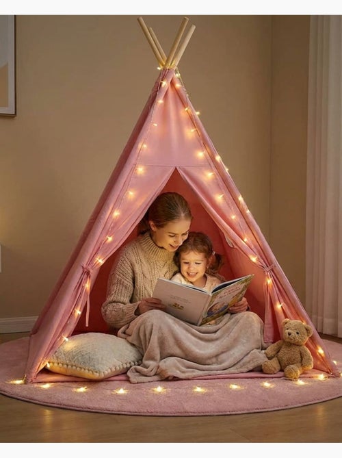 Tipi enfant avec tapis et guirlandes - Kiabi