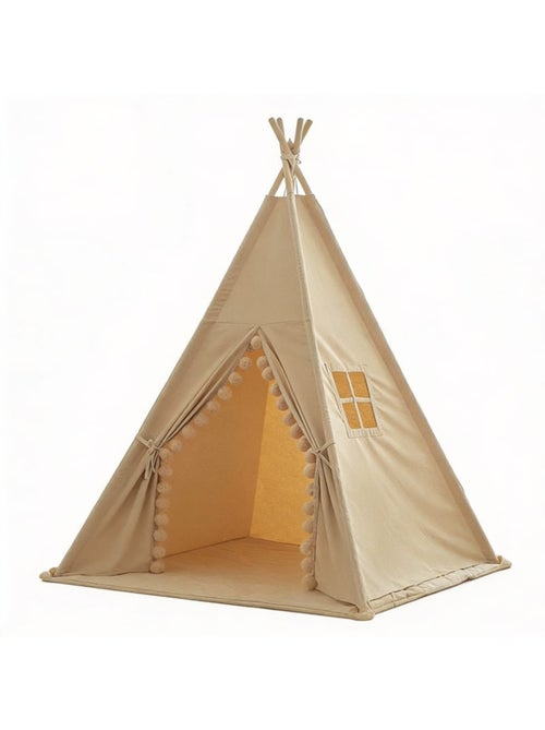 Tipi enfant gros pompons avec tapis de sol - Kiabi