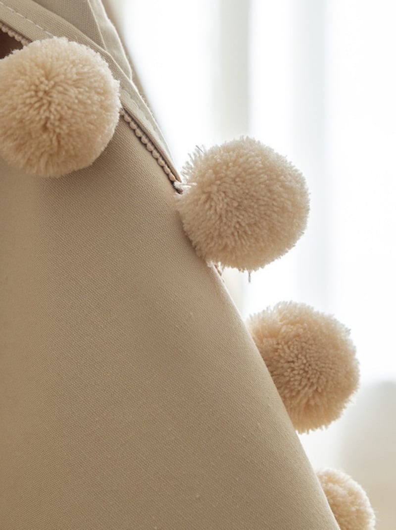 Tipi enfant gros pompons avec tapis de sol Taupe - Kiabi