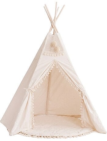 Tipi extra large avec décorations à pompons sans tapis