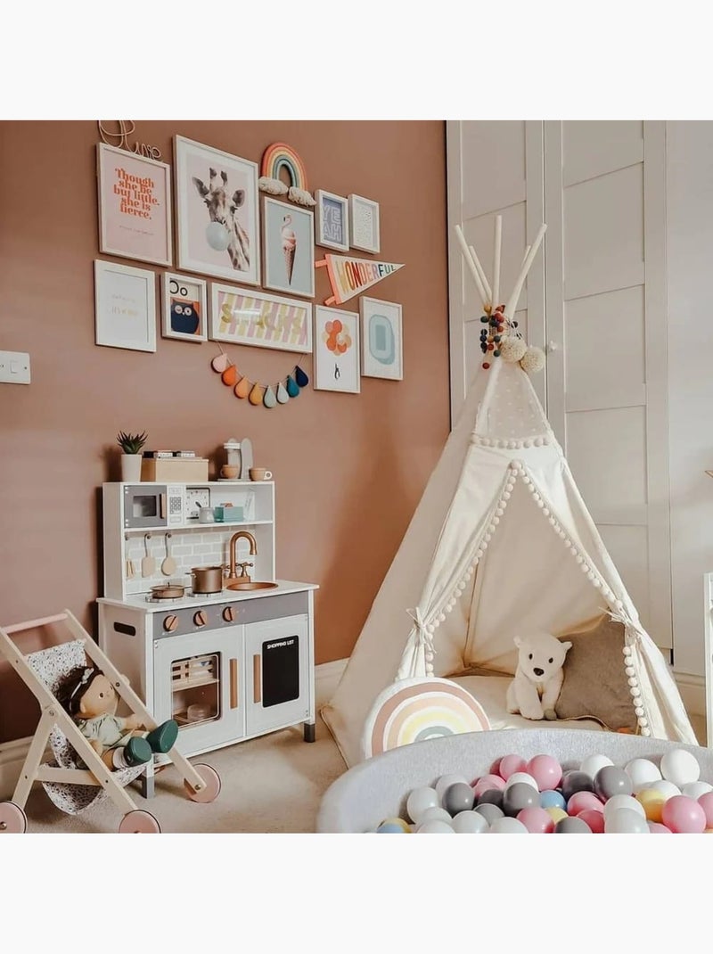 Tipi originale avec pompons Beige - Kiabi