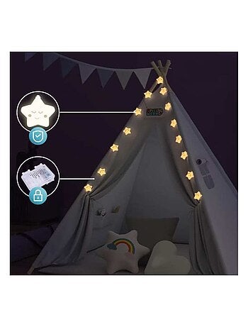Tipi pour enfant avec tapis, coussins et guirlande