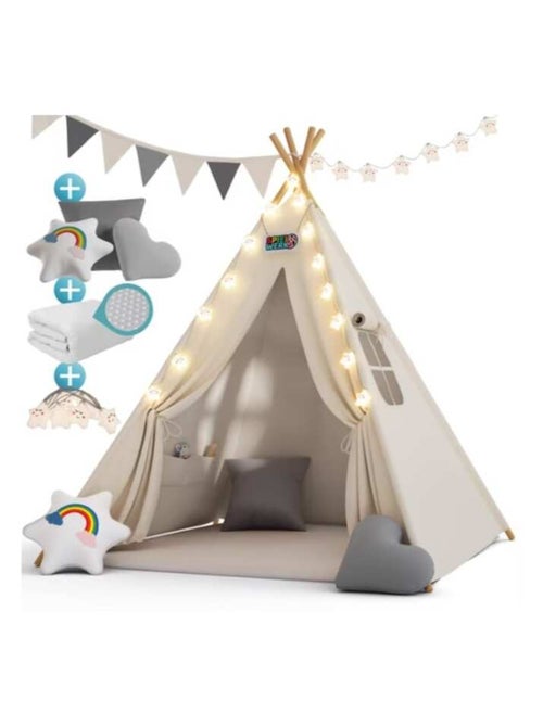Tipi pour enfant avec tapis, coussins et guirlande - Kiabi