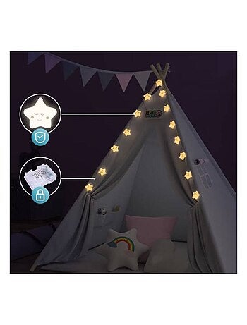 Tipi pour enfant avec tapis, coussins et guirlande