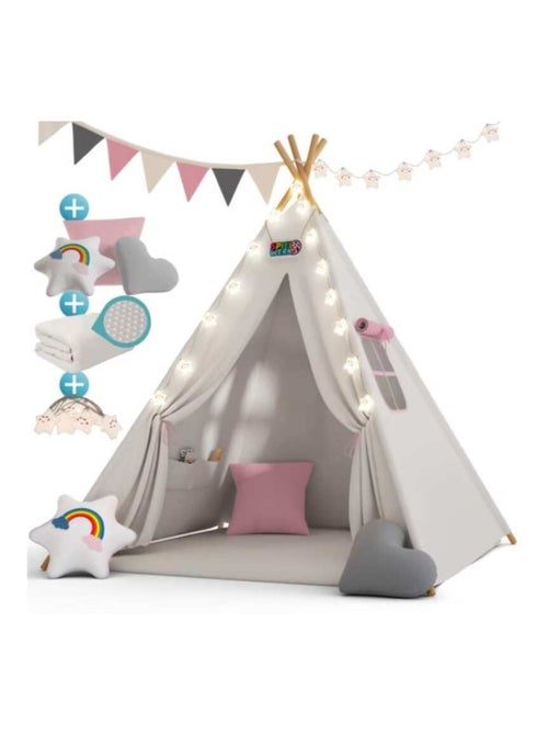 Tipi pour enfant avec tapis, coussins et guirlande - Kiabi