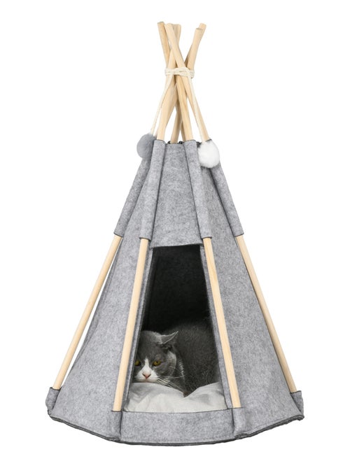 Tipi tente pour animaux coussin épais grand confort inclus gris - Kiabi