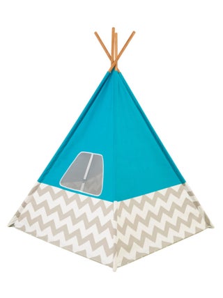 Tipi – turquoise à chevron gris et blanc