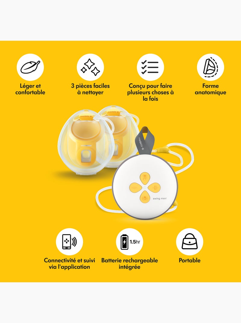 Tire-lait Électrique Double Medela Swing Maxi Hands-free - Mains libres, connecté, collecteurs Transparent - Kiabi
