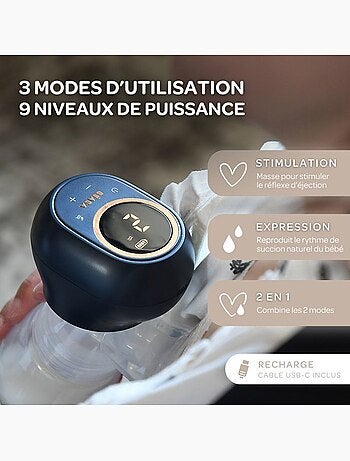 Tire-lait électrique simple - beaba - bleu nuit